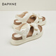達(dá)芙妮（DAPHNE）涼鞋女夏外穿新款夏季時(shí)尚仙女風(fēng)一字帶蝴蝶結(jié)沙灘鞋 米白色 3cm 35 (225mm) 標(biāo)準(zhǔn)碼