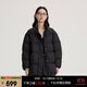 艾萊依（ERAL）女士中長(cháng)款羽絨服圍巾款時(shí)尚保暖羽絨服冬季新款鴨絨外套 炭黑 M 160【建議110-130斤】