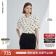朗姿復古法式波點(diǎn)設計感短袖上衣襯衣女2024年夏新款通勤氣質(zhì)襯衫 米黃色 M