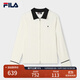 FILA 斐樂(lè )官方女裝編織外套2025春新款時(shí)尚休閑基礎簡(jiǎn)約拼色毛衣 蒸汽白-IV M 165/84A/M