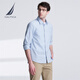 諾帝卡（NAUTICA）男裝春秋新款全棉格紋柔軟舒適休閑長(cháng)袖襯衫男WE4101 淺藍色42T XL