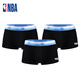 NBA男士內(nèi)褲95%棉舒適四角短褲中腰吸汗透氣運動平角內(nèi)褲男褲衩3條