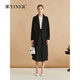 YINER音兒專(zhuān)選秋季女裝氣質(zhì)中長(cháng)款駱駝絨羊毛羊絨混紡雙面呢大衣 黑色 M