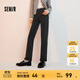 森馬（Semir）牛仔褲女森柔牛仔毛邊小直筒褲百搭2024新款冬抓毛九分褲 牛仔水洗黑98201 27