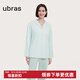 ubras全棉系列純色開(kāi)襟家居服睡衣女長(cháng)袖長(cháng)褲套裝情侶款軟棉棉 【長(cháng)袖長(cháng)褲】女款-冰藍綠色 XL