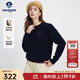 Navigare意大利小帆船女士圓領(lǐng)百搭針織衫春秋顯瘦打底羊毛修身氣質(zhì)毛衣女 藏青 M 碼
