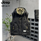 JEEP SPIRIT新款加厚羽絨馬甲男冬季保暖百搭背心修身御寒連帽抗寒白鴨絨外套 連帽黑色 收藏加購優(yōu)先發(fā)貨 XL 130-150斤 130-150斤