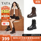 他她（TATA）女靴子2025秋季彈力靴時(shí)裝靴厚底顯瘦增高短靴CE401DZ5 啡色 37