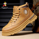 稻草人秋冬款保暖男鞋馬丁靴男士工裝鞋休閑鞋子男雪地靴 黃色加絨 41