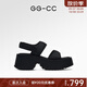 GG-CC【冰椰美式】夏季新款時尚魔術(shù)貼厚底松糕露趾百搭涼鞋女G24S7608 黑色 37