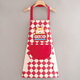 彬單 防水防油長(cháng)袖新年龍年圍裙廚房罩衣女餐飲工作服印字 擦手掛脖菱格紅色紅兜龍喜樂(lè ) 