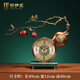貝伊樂新中式銅葫蘆座鐘鐘擺件家用客廳玄關(guān)復(fù)古裝飾品表擺臺式鐘表臺鐘 柿柿如意棕色