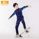 橙火兒童運動(dòng)套裝春秋冬款男童籃球服大童跑步速干衣訓練網(wǎng)球加絨冬裝 寶藍套裝（加薄絨） 130cm 建議120-130cm 45-55斤