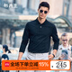 布先生春夏季新款長(cháng)袖男士T恤套頭時(shí)尚寬松POLO男裝衣服BT11906 鋼琴黑 L (175)