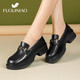 富貴鳥(niǎo)（FUGUINIAO）春秋皮鞋女真皮單鞋女時(shí)尚樂(lè )福鞋文藝范厚底舒適深口工作通勤女鞋 FN5012黑色 38