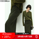 COCOBELLA[苔蘚綠]細(xì)閃銀蔥千鳥格羊毛半身裙女秋冬毛呢筒裙HS87 黑綠格 L