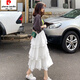 皮爾卡丹多層次蛋糕裙女2025春夏新款高腰中長(cháng)款純白色百搭a字仙女半身裙 白色 蛋糕裙 L 119145斤