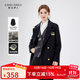 秋水伊人英倫學(xué)院風(fēng)寬松款羊毛大衣冬季新款女裝西服毛呢外套 藏青色 M