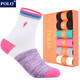 POLO女士彩色百搭中筒運動(dòng)襪6雙裝 秋冬新款厚款御寒保暖棉襪跑步女襪 6雙 五色型號1846 36-39碼鞋合適