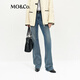 MO&Co.牛仔褲2025春新品微彈懷舊洗磨高腰及地直筒褲MBE1JEN008 牛仔藍色 L