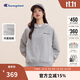 Champion冠軍加絨連帽衛衣女新款休閑時(shí)尚刺繡長(cháng)袖上衣 淺麻灰色  M 