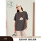 紫涵（ZIHAN）紫涵小狗印花圓領(lǐng)短袖T恤女2025夏季新款可愛(ài)少女感寬松直筒上衣 學(xué)院灰 L