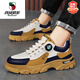 西域駱駝帕拉鞋春秋季新款加絨馬丁鞋男透氣百搭休閑男士鞋高幫休閑運動(dòng)鞋 H080-1米黃-低幫 40