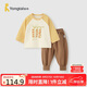 童泰（TONGTAI）嬰兒長(cháng)袖套裝春季純棉寶寶衣服兒童休閑外出上衣褲子黃色100cm