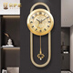 貝伊樂(lè )純輕奢黃銅現代簡(jiǎn)約鐘表掛鐘客廳新中式掛表報時(shí)時(shí)尚大氣時(shí)鐘掛墻 【黃銅+水鉆+黃銅表盤(pán)】報時(shí)款