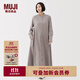 無(wú)印良品（MUJI）女式 法蘭絨 立領(lǐng)長(cháng)袖連衣裙女裝裙子純棉連身裙25年秋季 米色 M (160/84A)