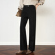 Olrain歐芮兒新款女裝春秋季窄版直筒闊腿褲時(shí)尚顯高顯瘦牛仔褲 黑色 M