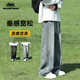 MAYBEYOND牛仔褲男夏季美式高街潮牌闊腿寬松直筒褲子男MA59藍(lán)色XL