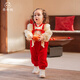 乖奇熊女寶寶假兩件連體衣春秋季長(cháng)袖紅色衣服外出哈衣爬服嬰兒周歲禮服 大紅 90cm