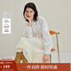 茵曼（INMAN）2025秋冬女裝新款100棉法式刺繡花邊系帶白色襯衫長(cháng)袖襯衣 珍珠白 L