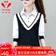 梵奧格（FANAOGE）中年人秋天穿的長(cháng)袖衣服女裝長(cháng)袖女士新款春裝洋氣時(shí)尚假兩件上衣 白色 XL 建議115-130斤
