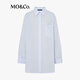 MO&Co.襯衫秋苧麻簡約凈色寬松中性白色藍色MBD3SHT028 愛麗絲藍色 M 165