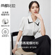 尚都比拉燕尾撞色領(lǐng)襯衫女夏季設(shè)計(jì)感褶皺短袖時(shí)尚通勤薄款襯衣 白拼黑 M