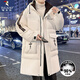 啄木鳥(niǎo)中長(cháng)款羽絨服男款冬季2025新款潮牌連帽保暖冬裝青少年白鴨絨外套 3319米色【90%白鴨絨】 XL 約120-140斤可穿