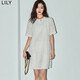 LILY夏新款女裝浪漫氣質(zhì)流蘇短袖中長(cháng)款連衣裙小白裙小個(gè)子女 612奶白 M