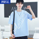 阿尼三青少年短袖T恤男大童夏季2025新款潮流帥氣高中學(xué)生半袖體恤夏裝 天藍(lán)色 L