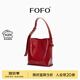 FOFO流浪包原創(chuàng  )小眾設計師油蠟皮百搭通勤大容量牛皮單肩斜挎女包 大號洋紅【可裝12.9寸筆記本】