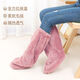 USERJOY新款加厚老人腳套夜用睡覺(jué)暖腳神器保暖寬口襪睡覺(jué)襪子珊瑚絨睡襪 粉色 均碼