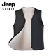 JEEP SPIRIT冬季休閑原生態(tài)羊毛馬甲保暖背心男女款皮毛一體加厚羊毛羊皮坎肩 布料灰色馬甲 L建議80斤-100斤