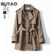 BUTAO短款風(fēng)衣外套女春秋新款小個(gè)子韓版時(shí)尚顯瘦寬松大衣 短款咖色 M 101-110斤