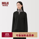 無(wú)印良品（MUJI）女式 橫豎彈力起毛套頭長(cháng)袖罩衫t恤上衣25年秋季女裝BC2ORC5A 黑色 S (155/80A)