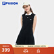 FILA FUSION斐樂潮牌女子針織連衣裙2025夏季新款無袖百褶連身裙 正黑色-BK M 165/84A/M