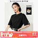 佐丹奴短袖t恤女純棉袖邊小動(dòng)物刺繡寬松圓領(lǐng)休閑上衣女05324397