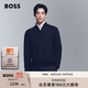BOSS博斯【100%羊毛】男士25秋季新款標準版型拉鏈領(lǐng)羊毛毛衣 404-深藍色 L