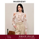 MAXRIENY【商場同款】秋日溫柔氛圍感v領(lǐng)盤扣領(lǐng)露肩雪紡衫上衣女 粉波點(diǎn) S 01