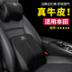 艾黎森汽車(chē)頭枕腰靠真皮車(chē)用護頸枕靠背車(chē)內座椅記憶棉透氣枕頭腰靠墊 本田雅閣思域CRV皓影型格英仕派 尊貴黑【頭枕+腰靠】各1個(gè)